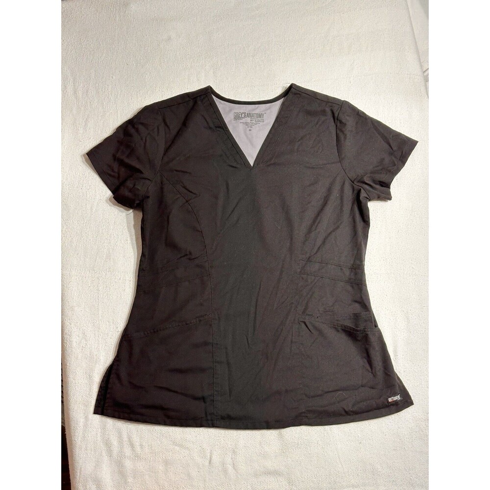 Greys Anatomy by Barco Womens Medium Black Active Scrub Top 50681 Medical Nurse